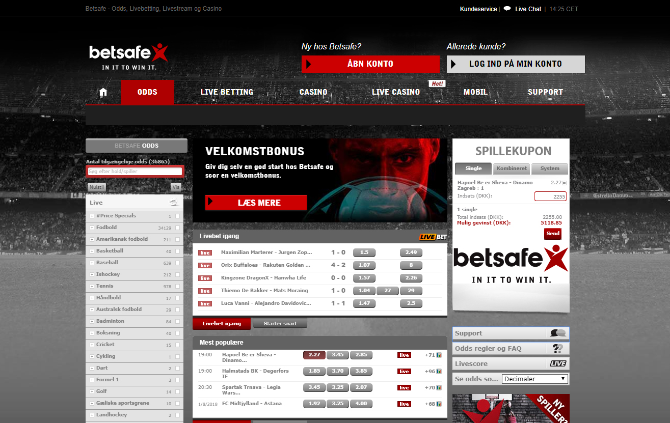 Betsafe Danmark Sport